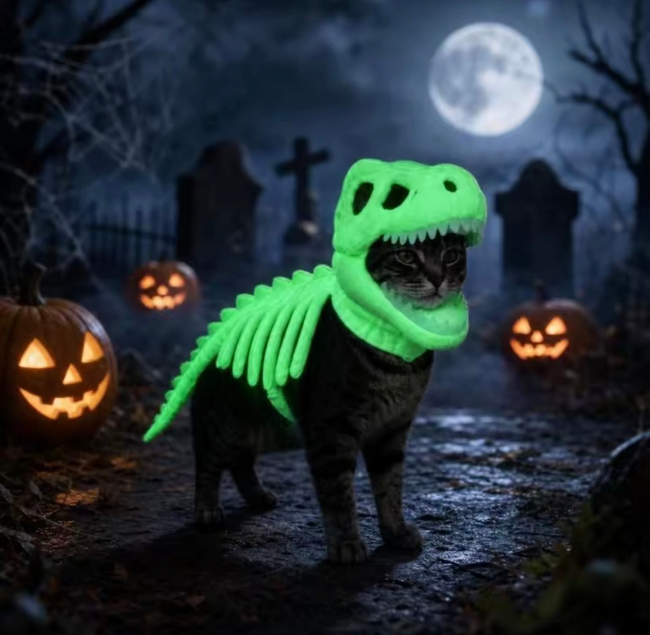 Jurassic Glow Dinosaur Skeleton Pet Costume