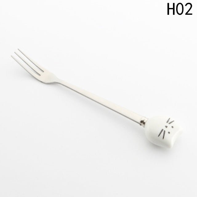 Kitty Stainless Steel Dessert Fork - Always Whiskered