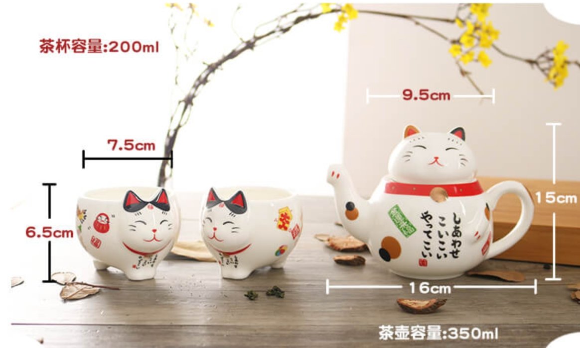 Lucky Cat Teapot Set - Always Whiskered