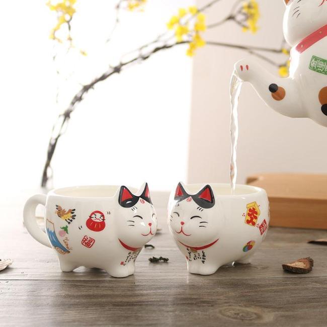 Maneki Neko Lucky Cat Teapot Set - Always Whiskered – Always Whiskered