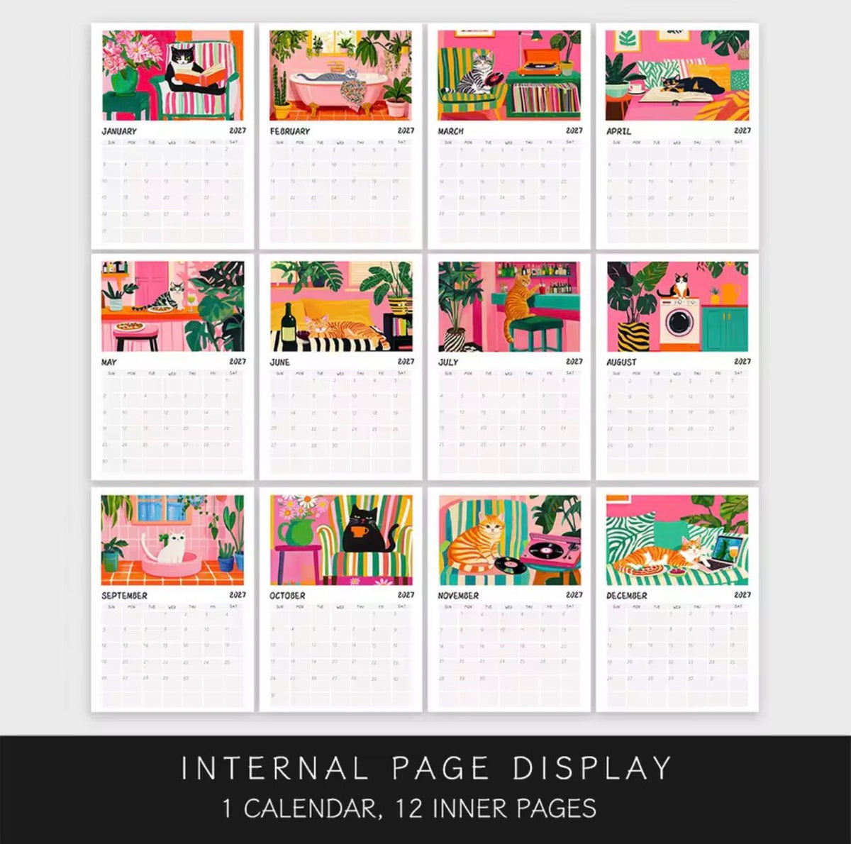 2027 Cosy Cat Illustration Calendar - Always Whiskered