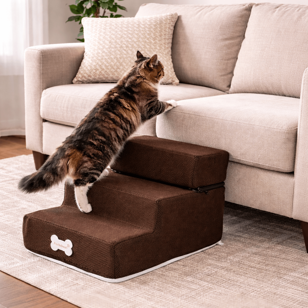 3 - Step Padded Pet Stairs - Always Whiskered