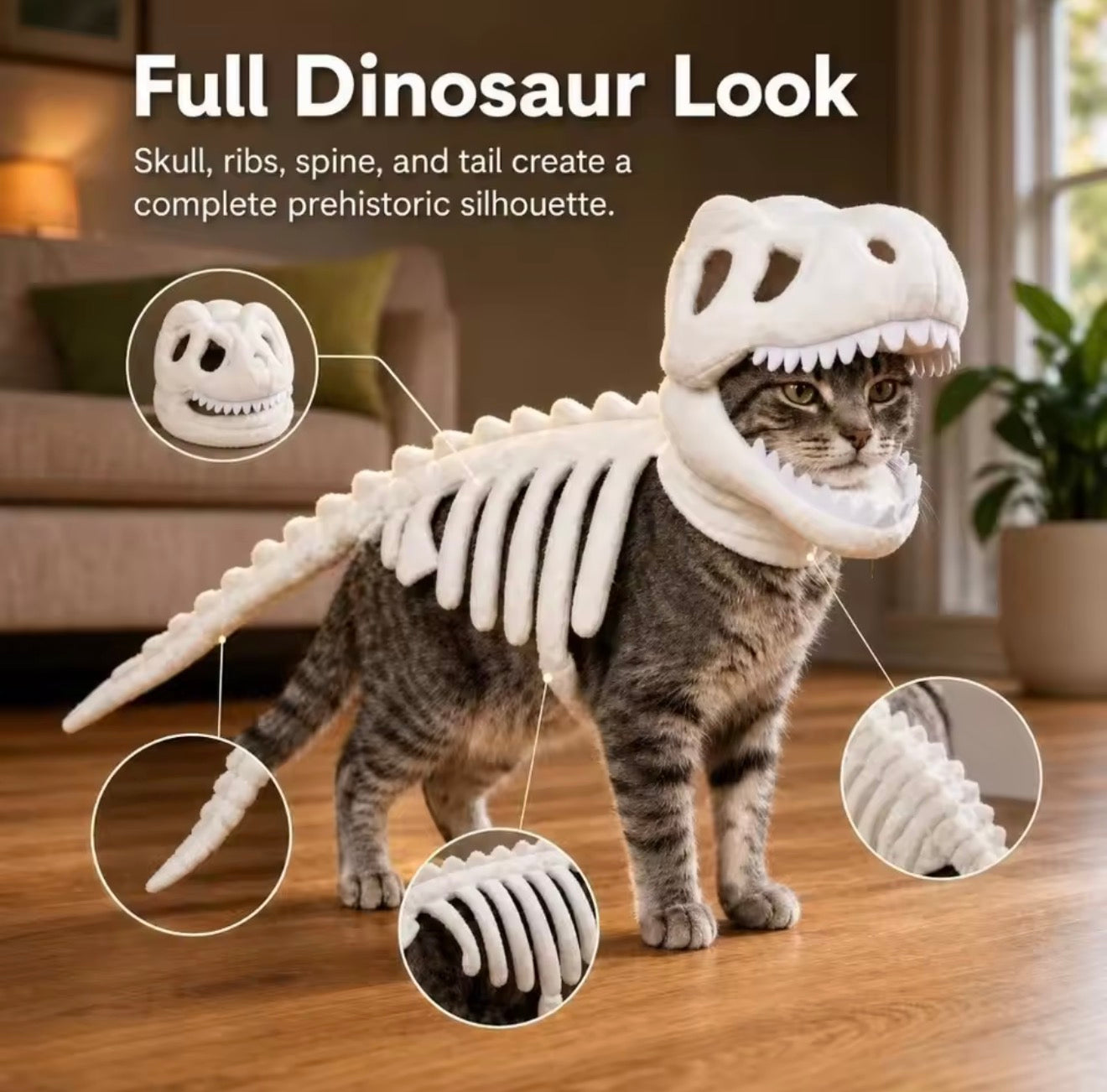 Jurassic Glow Dinosaur Skeleton Pet Costume