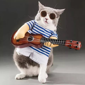 Rockstar Pet Costume with Wooden Guitar