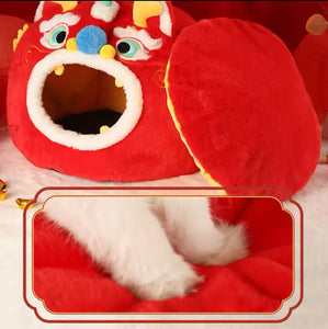 Chinese dragon lion pet bed 