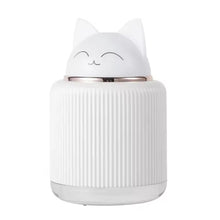 Cute cat-shaped portable mini humidifier with soft night light glow, compact size 