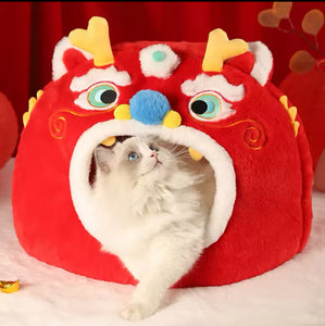 Chinese dragon lion pet bed 