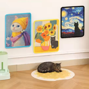 colorful oil-painting style cat scratch pads