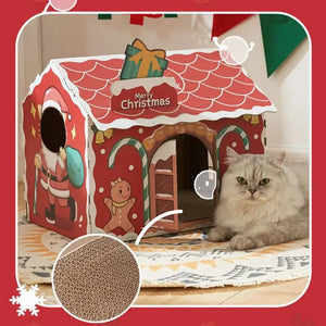 Meowy Catmas cat house + scratcher