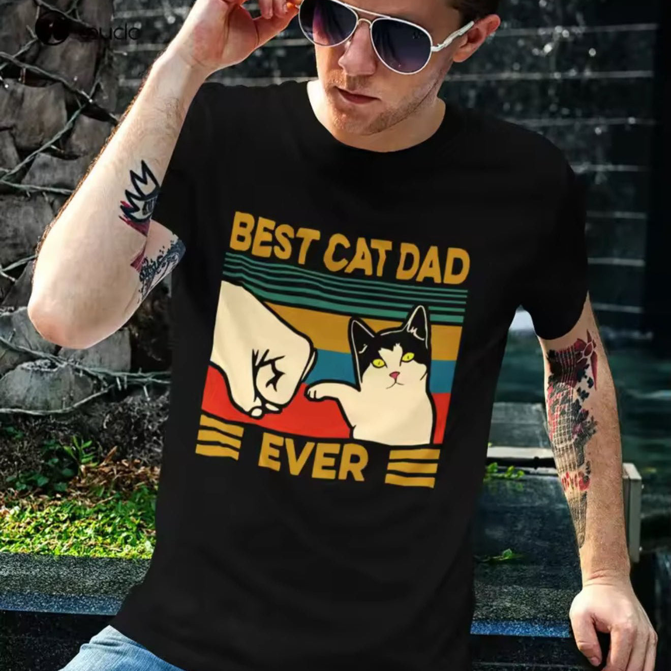 Best Cat Dad Ever Tee - Always Whiskered