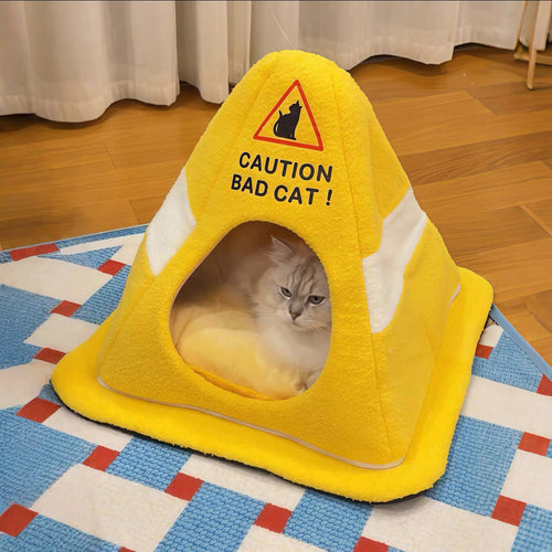 Caution Bad Cat Cone Bed - Always Whiskered