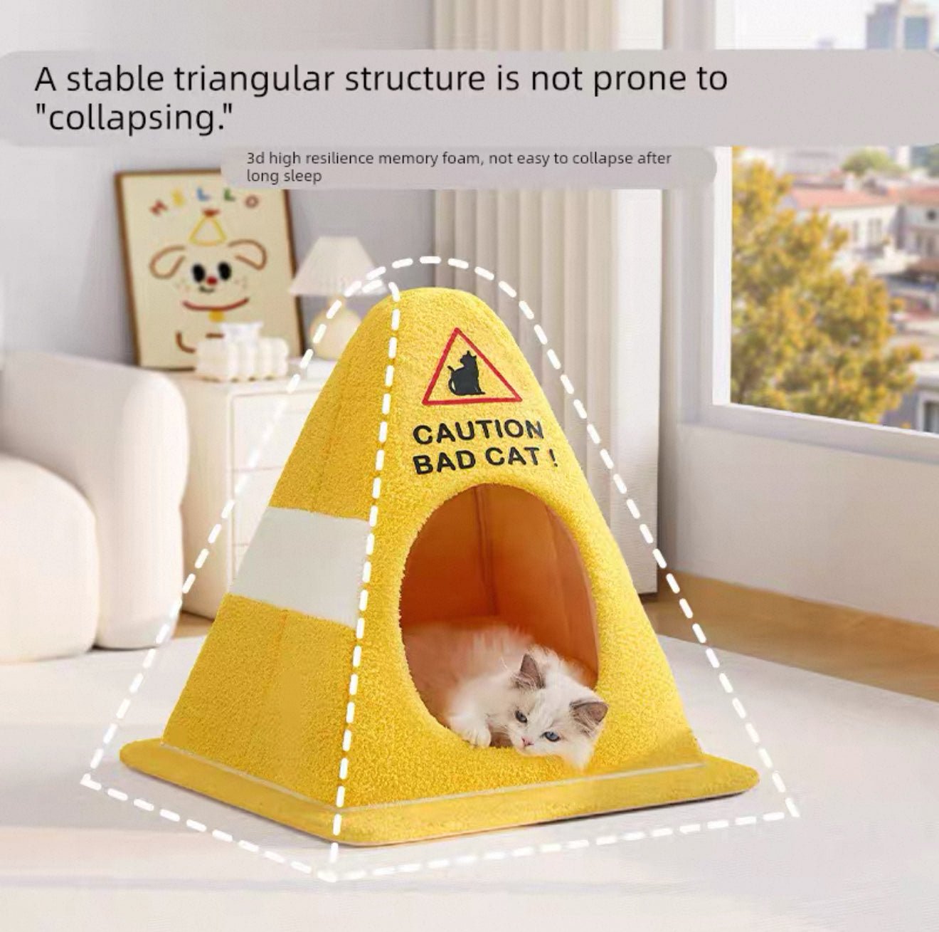 Caution Bad Cat Cone Bed - Always Whiskered