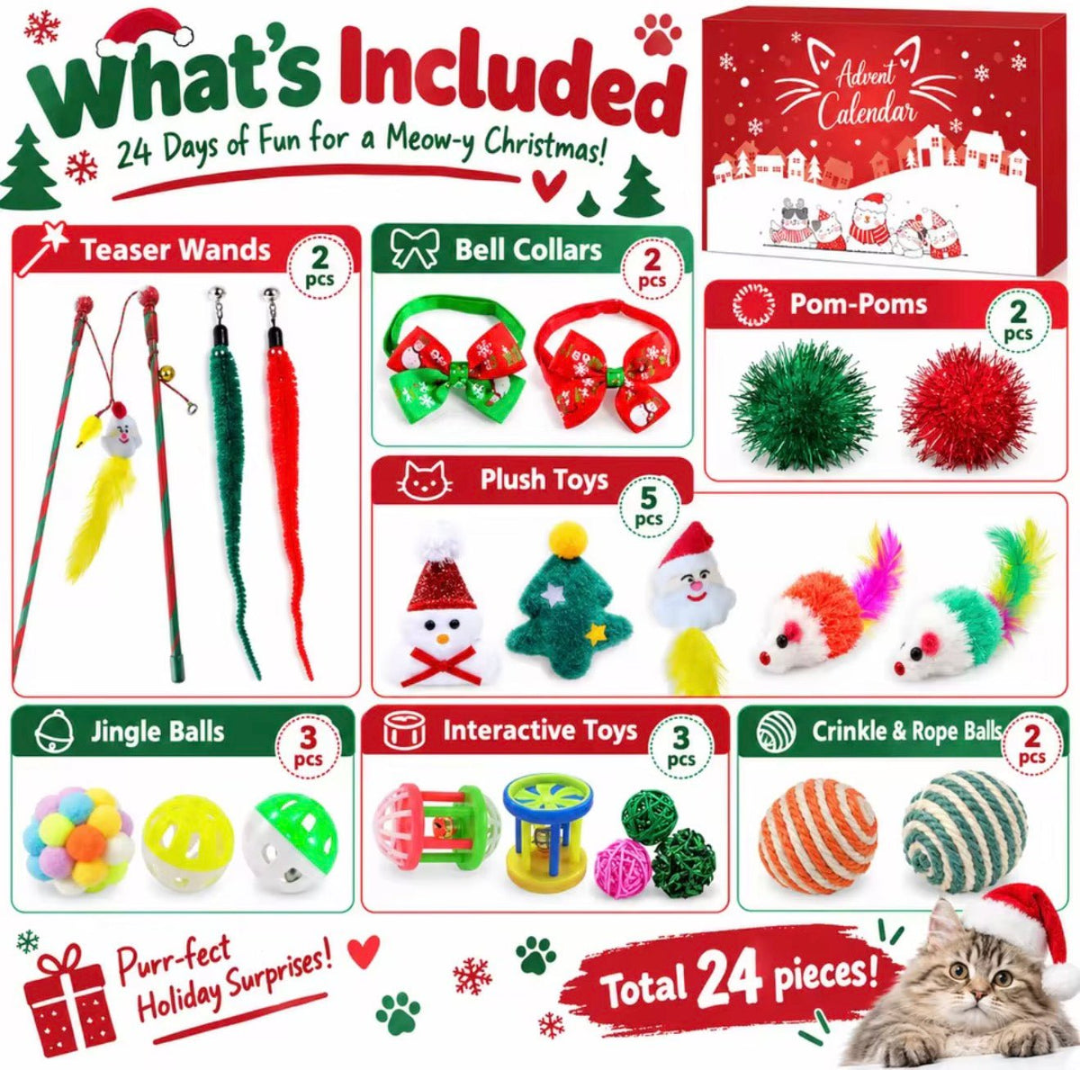 Christmas Cat Toy Advent Calendar - Always Whiskered