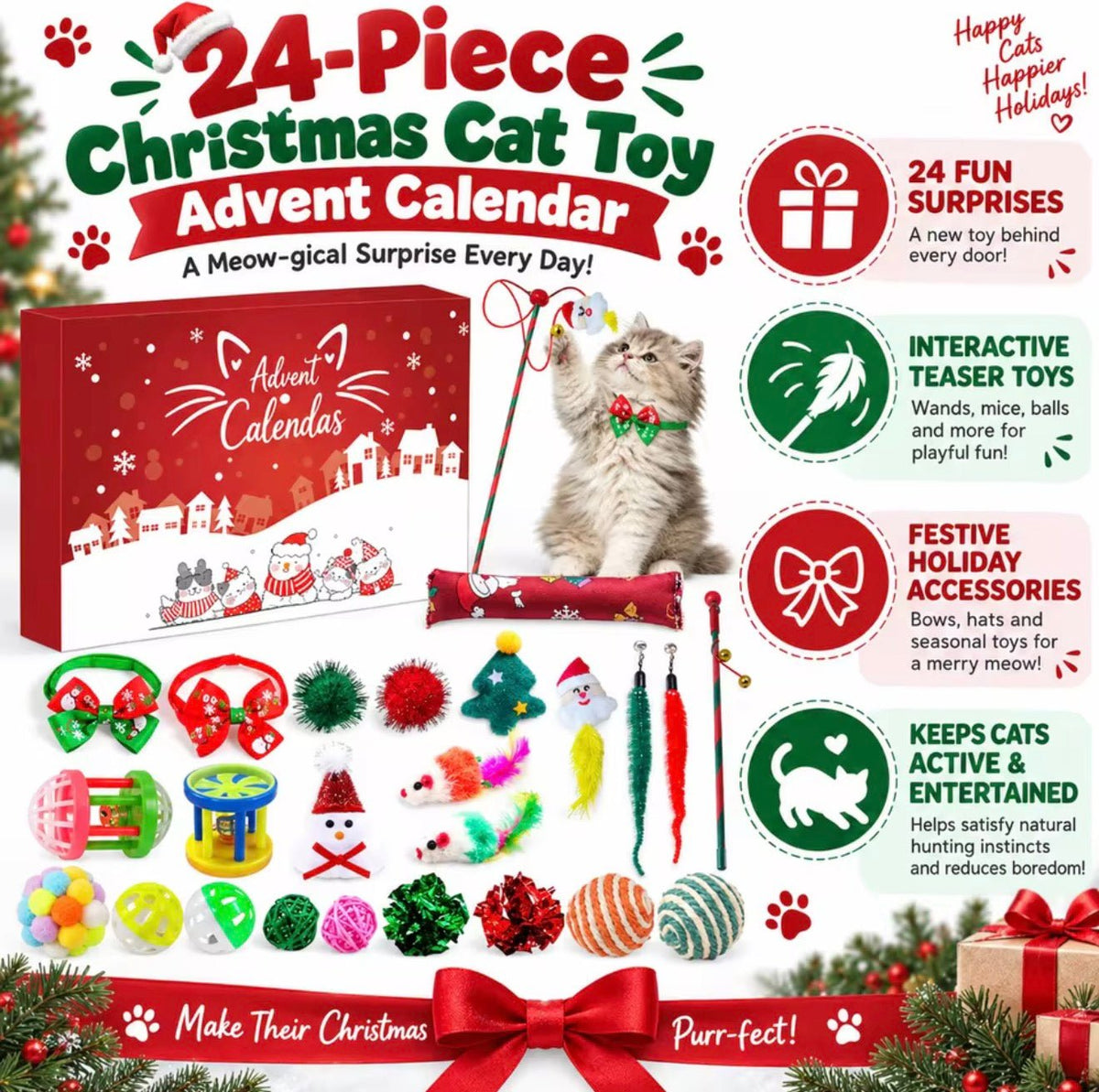 Christmas Cat Toy Advent Calendar - Always Whiskered