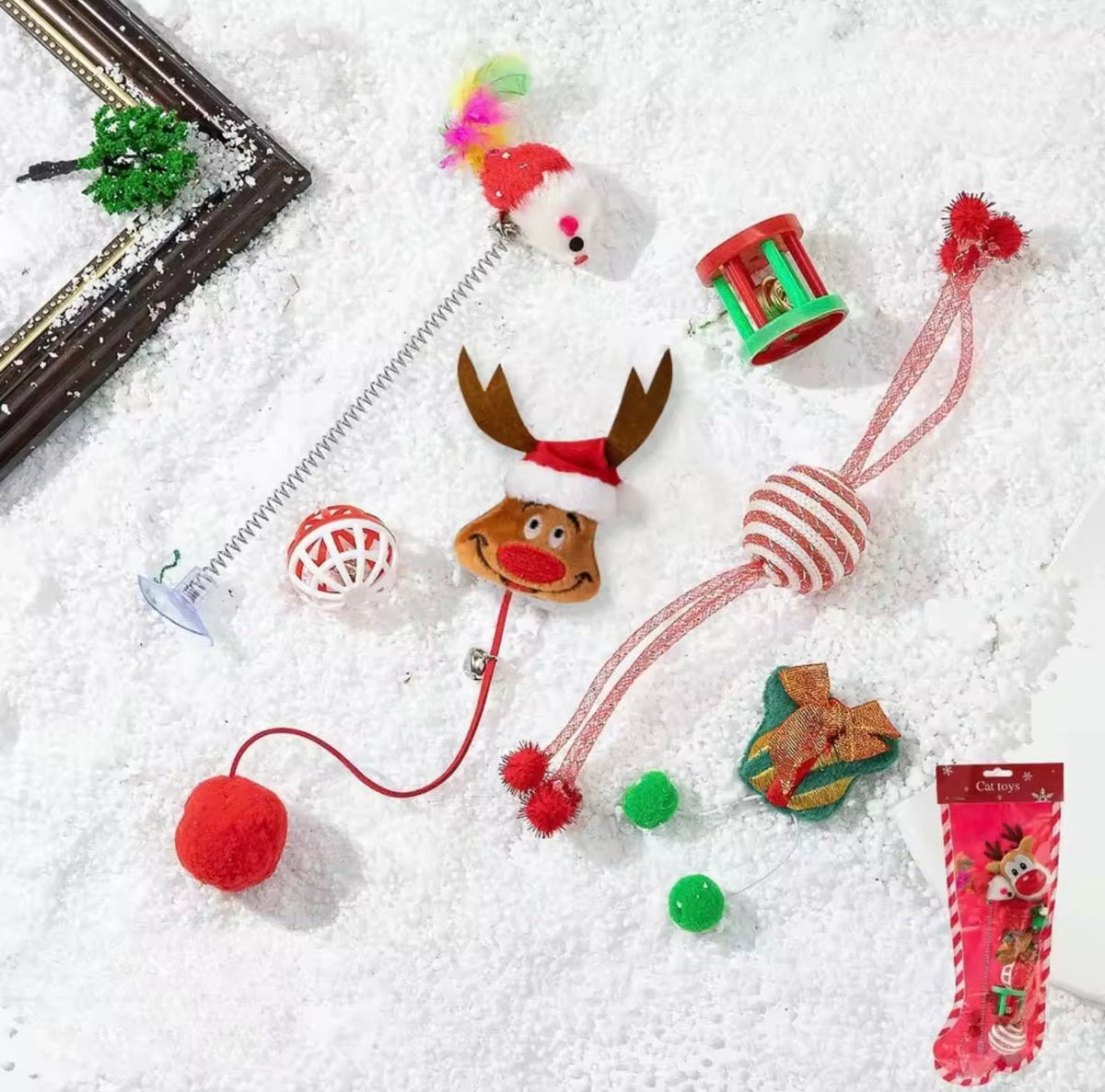 Christmas Cat Toy Stocking Set - Always Whiskered
