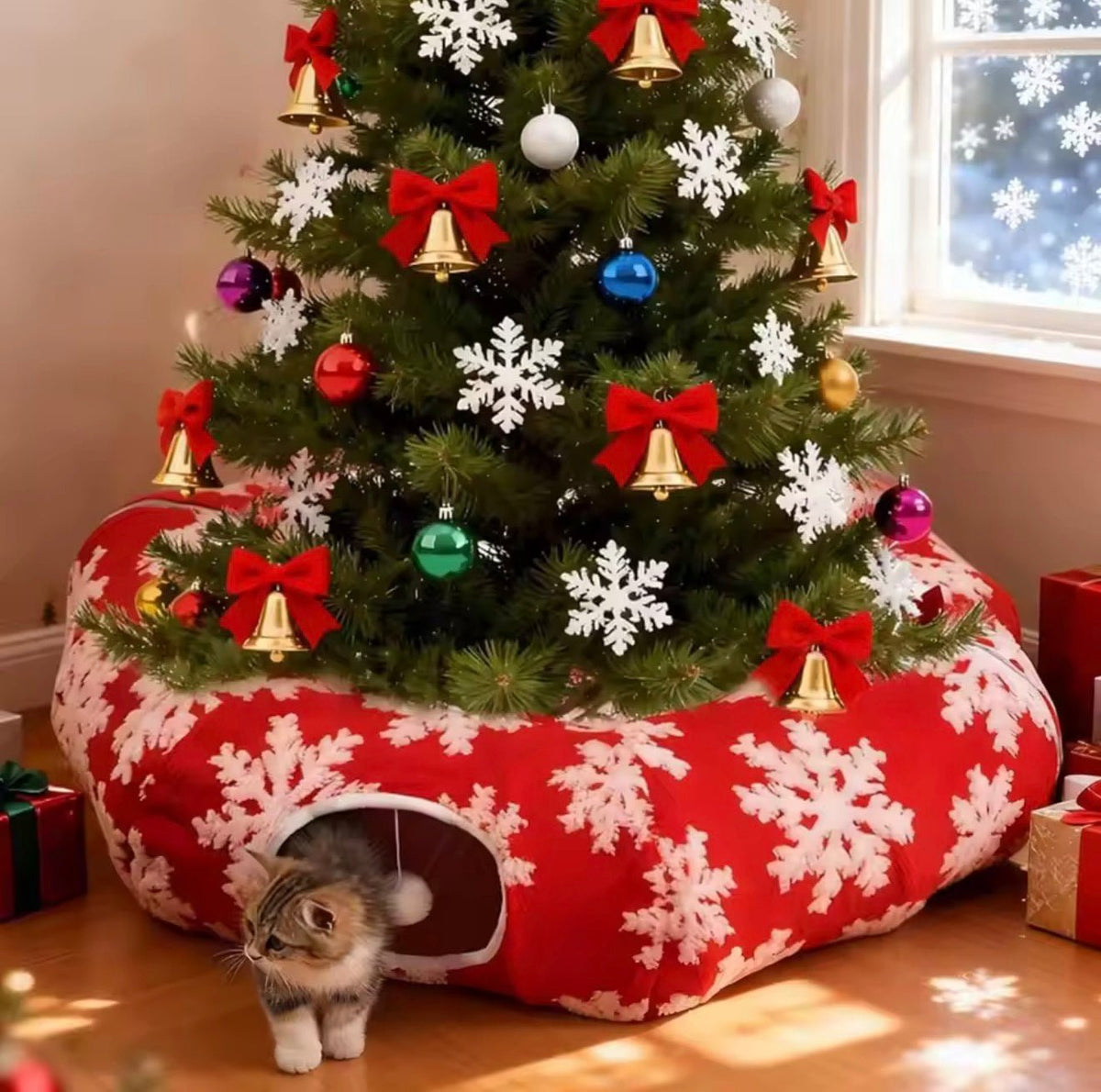 Christmas Tree Cat Tunnel - Always Whiskered