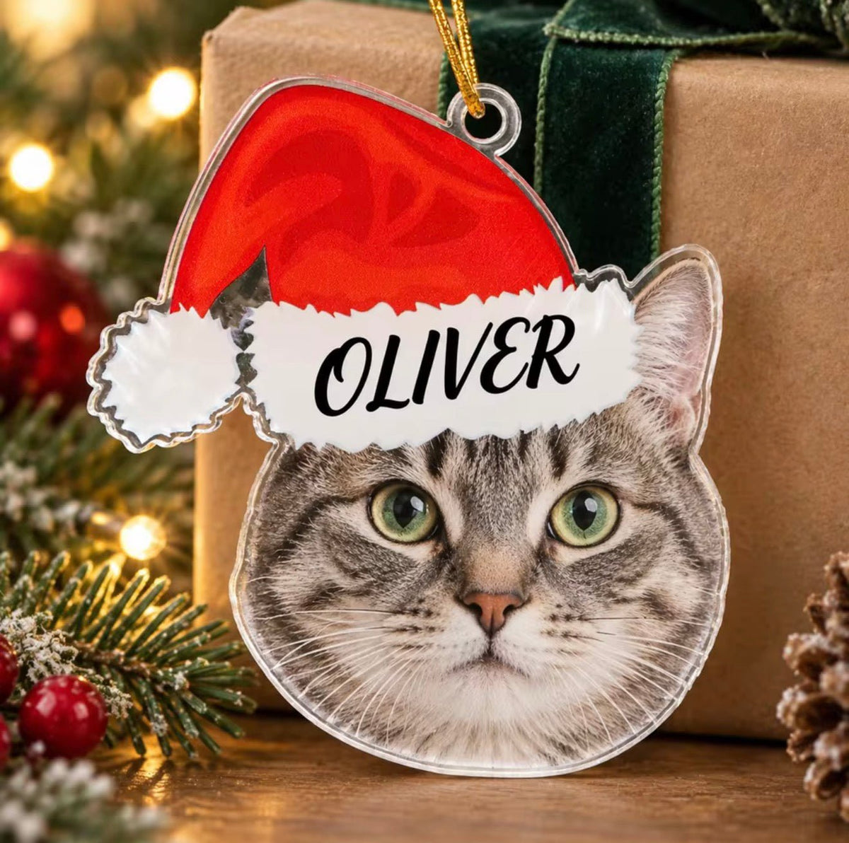 Custom Pet Photo Christmas Ornament - Always Whiskered