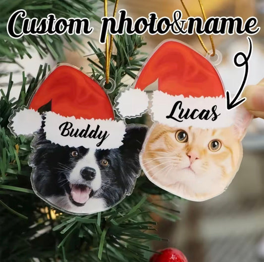 Custom Pet Photo Christmas Ornament - Always Whiskered