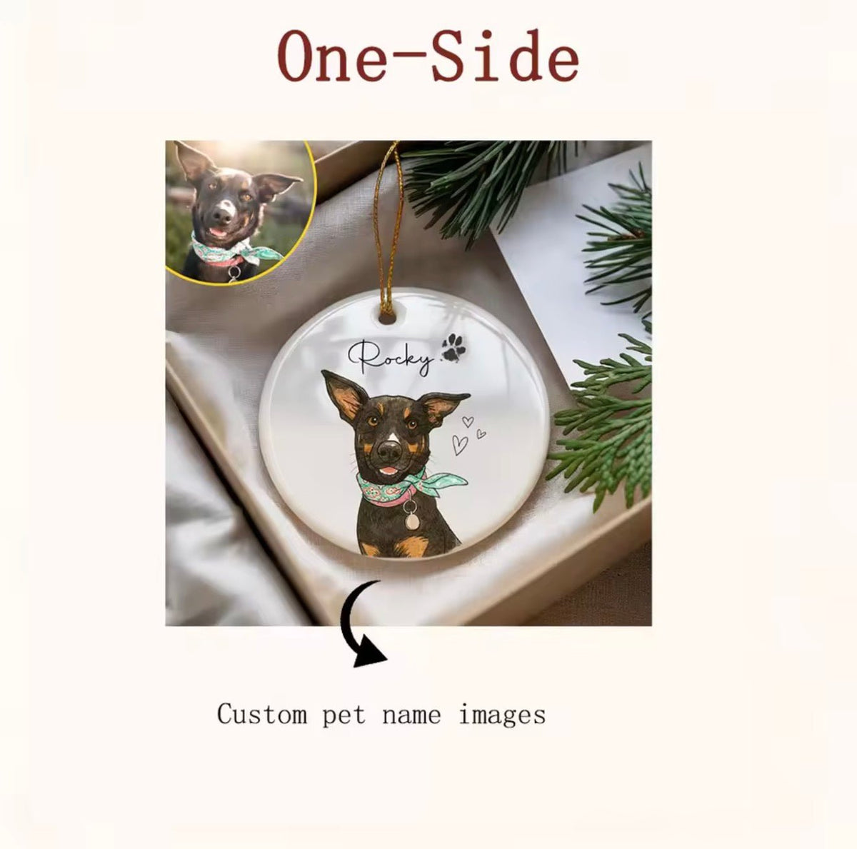 Forever Loved Custom Pet Watercolor Ornament - Always Whiskered
