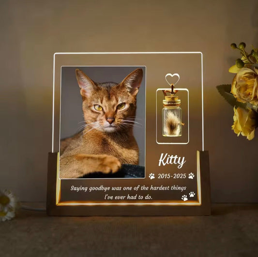 Forever Loved™ Personalized Pet Memorial Light & Fur Keepsake - Always Whiskered
