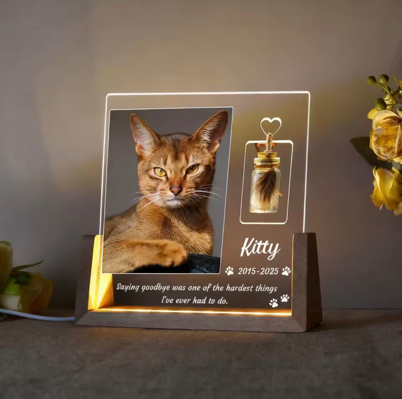 Forever Loved™ Personalized Pet Memorial Light & Fur Keepsake - Always Whiskered