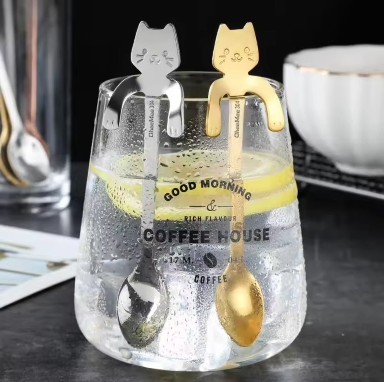 Kitty Stainless Steel Dessert Spoon - Always Whiskered