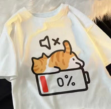 Low Battery Cat Tee - Always Whiskered
