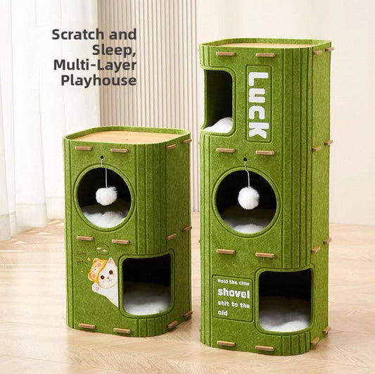 MeowFort Felt Cat Tower - Always Whiskered