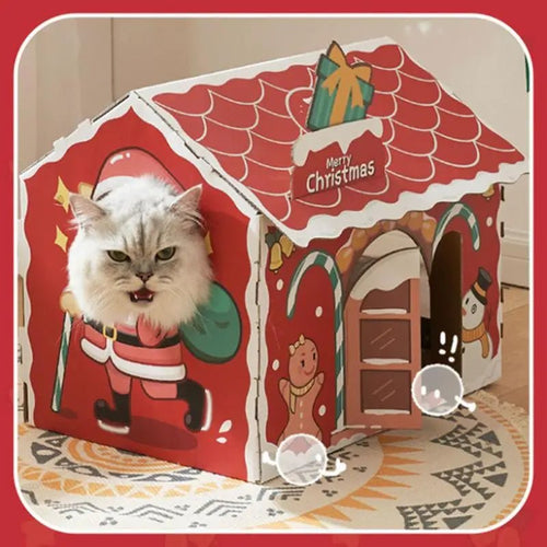Meowy Catmas cat house + scratcher - Always Whiskered