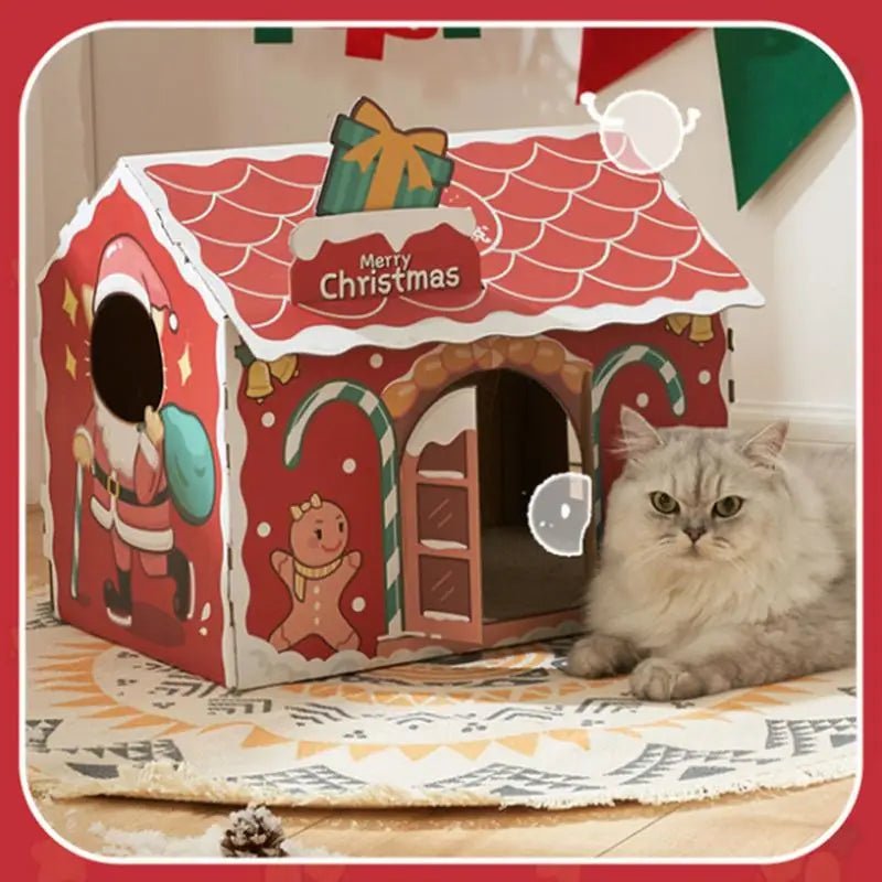 Meowy Catmas cat house + scratcher - Always Whiskered