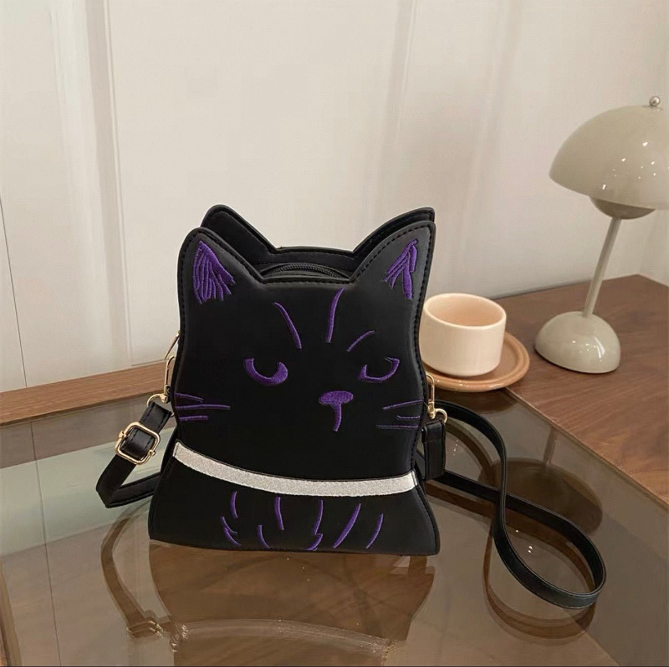 Midnight Cat Whiskers Crossbody Bag - Always Whiskered