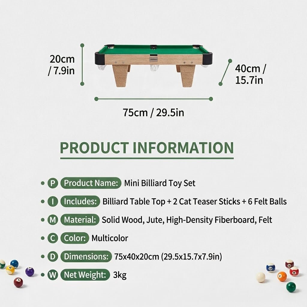 Mini Pool Table Cat Toy – Billiards Game for Cats - Always Whiskered