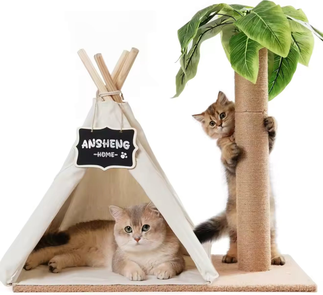 cat tent with tunnel palm print Palm Paradise Cat Tent – Always Whiskered