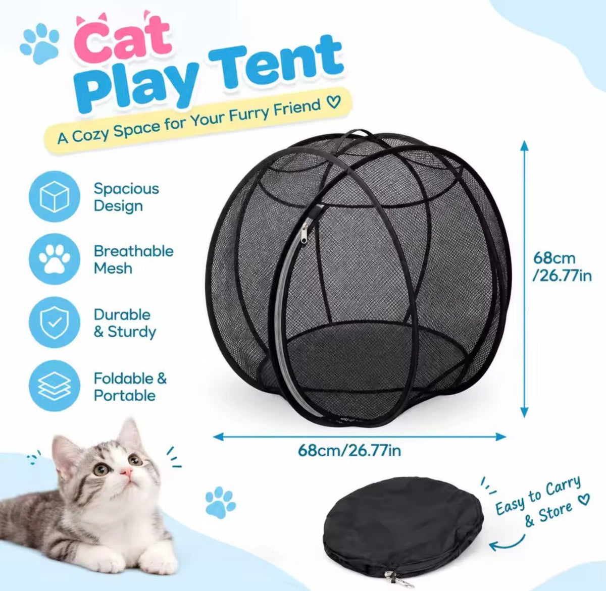 Pop-Up Outdoor Cat Adventure Ball Tent - Always Whiskered