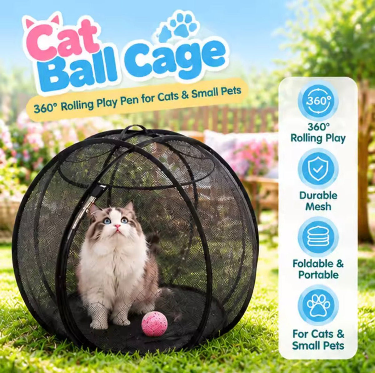 Pop-Up Outdoor Cat Adventure Ball Tent - Always Whiskered