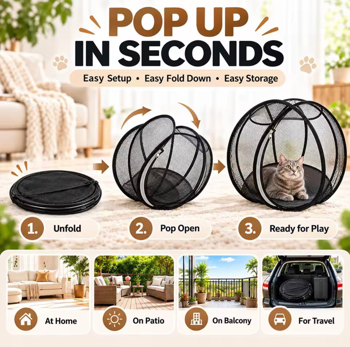 Pop-Up Outdoor Cat Adventure Ball Tent - Always Whiskered