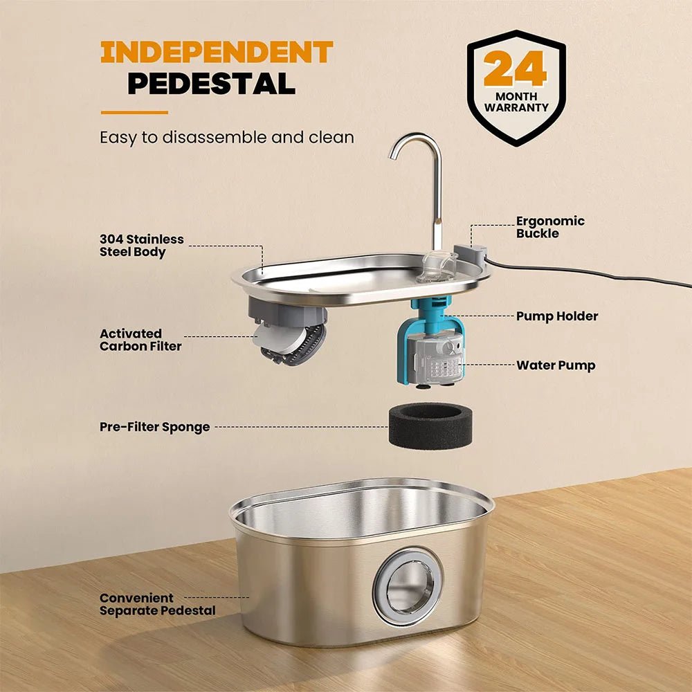 Stainless Steel Pet Faucet Fountain - Always Whiskered
