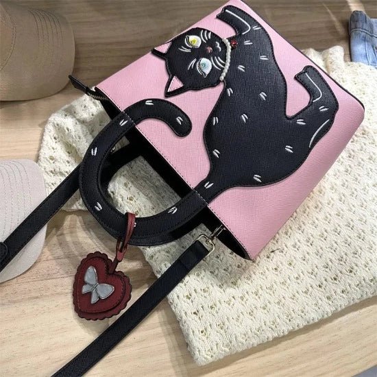 Stretching Cat Handbag - Always Whiskered