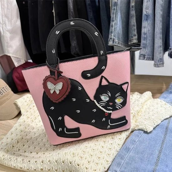 Stretching Cat Handbag - Always Whiskered