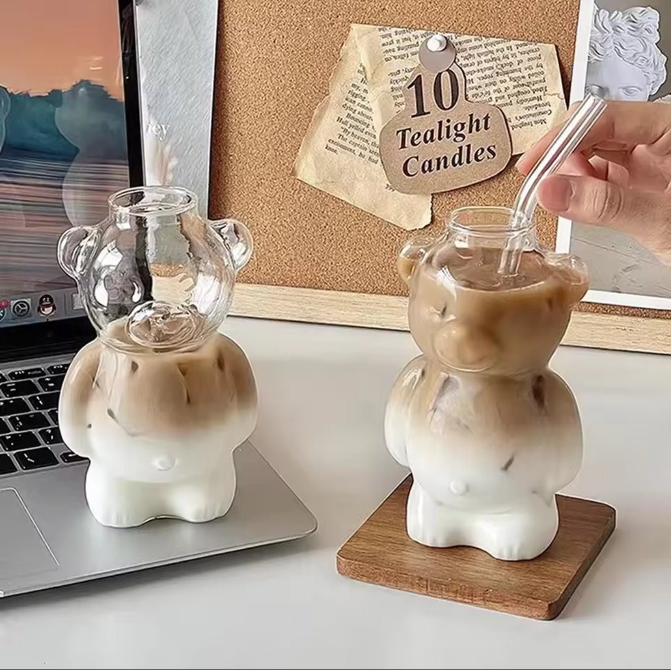 Teddy Bear Glass Cup - Always Whiskered