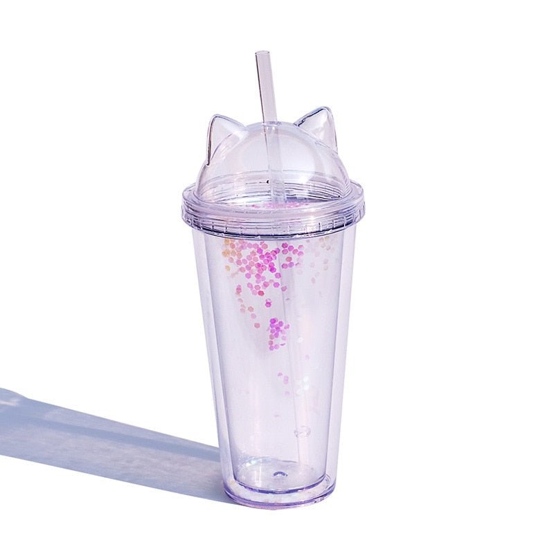 Cat Ear Glitter Tumbler - Always Whiskered