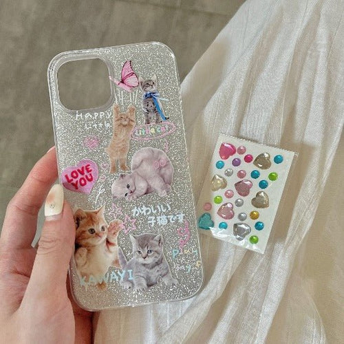 Glittery Cat iPhone Case 11,12,13,14 series - Always Whiskered
