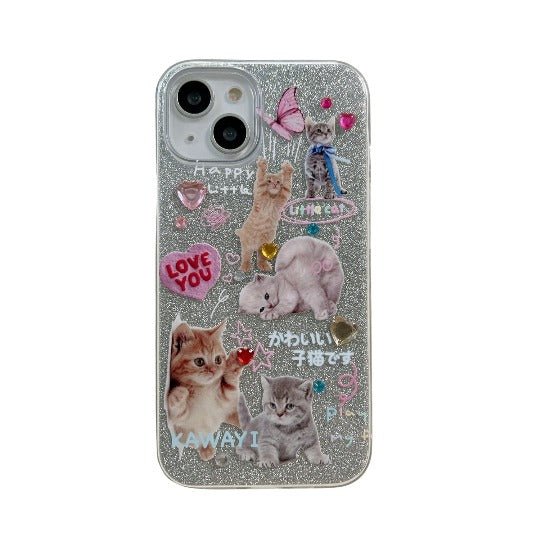 Glittery Cat iPhone Case 11,12,13,14 series - Always Whiskered