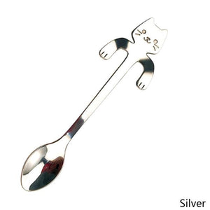 Kitty Stainless Steel Dessert Spoon - Always Whiskered 