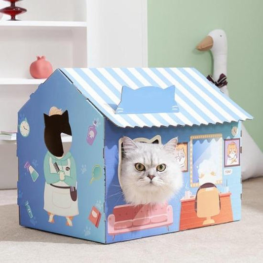 cat salon cardboard box