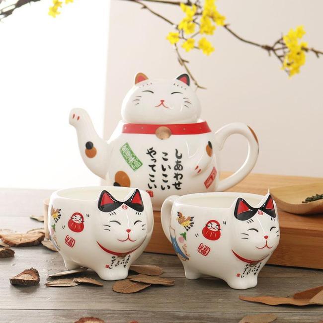 Maneki Neko Lucky Cat Teapot Set - Always Whiskered – Always Whiskered