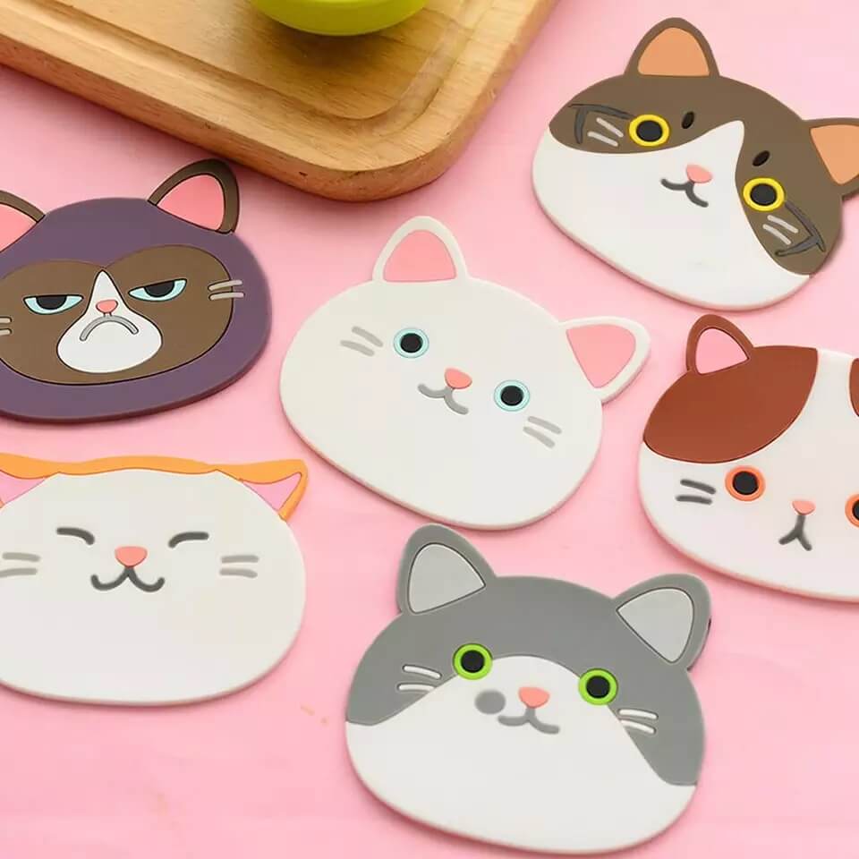 Cat Cup coaster- always whiskered