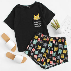 Kitty Cat Shorts Pajamas set - Always Whiskered – Always Whiskered