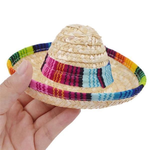 Mexican Straw Hat Pom Pom Sombrero