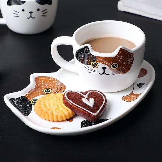 cat cup & plate set - Always Whiskered 